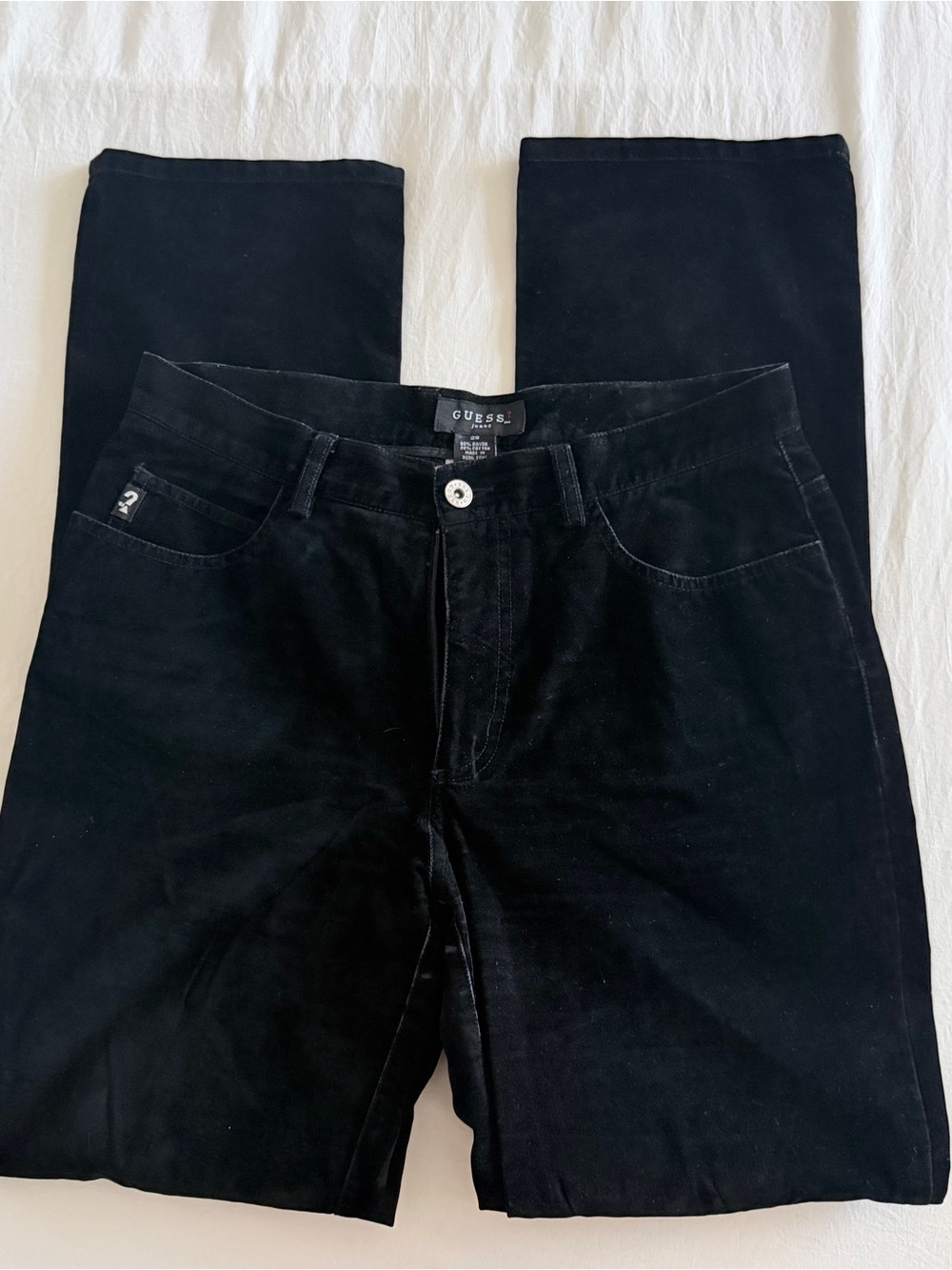 Vintage GUESS Black Velvet Trousers Size 28